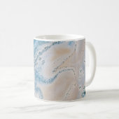 青と白の抽象芸術絵画 コーヒーマグカップ (正面右)