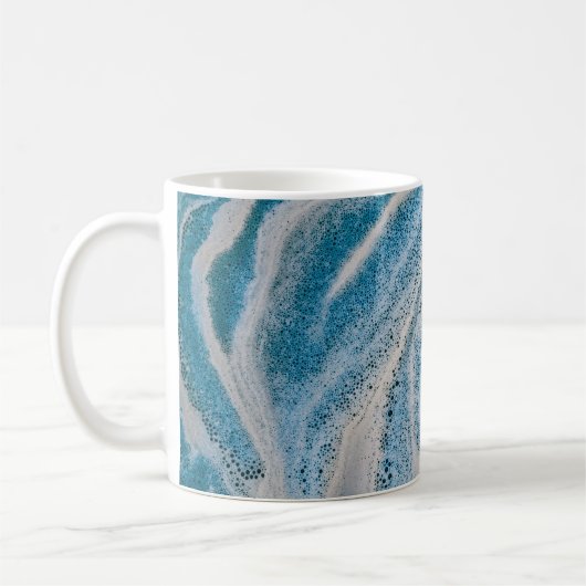 青と白の抽象芸術絵画 コーヒーマグカップ (左)