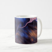 青と白の抽象芸術絵画 コーヒーマグカップ (正面右)