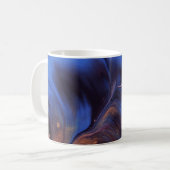 青と白の抽象芸術絵画 コーヒーマグカップ (正面左)