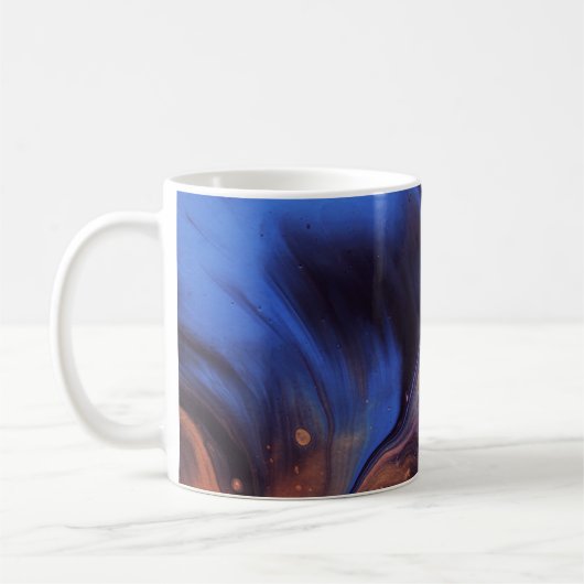 青と白の抽象芸術絵画 コーヒーマグカップ (左)
