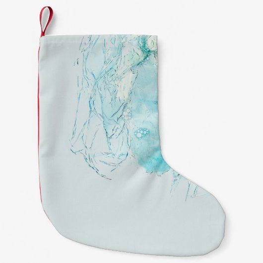 青と白の抽象芸術絵画 スモールクリスマスストッキング (正面)