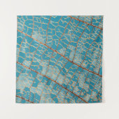 青と白の抽象芸術絵画 タペストリー (正面(横))