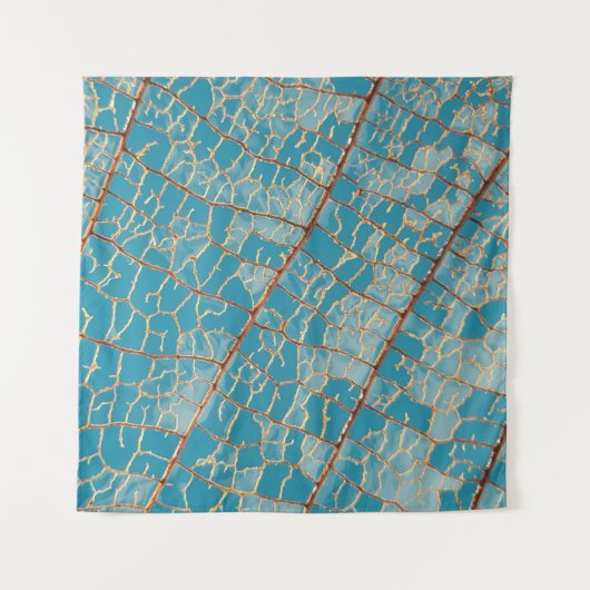 青と白の抽象芸術絵画 タペストリー (正面)