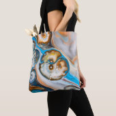 青と白の抽象芸術絵画 トートバッグ (クローズアップ)