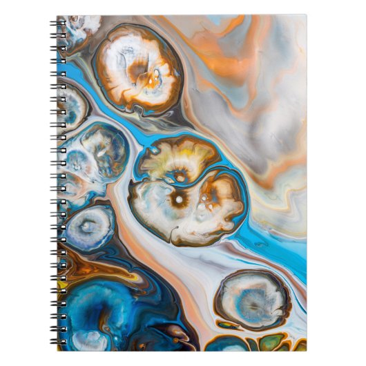 青と白の抽象芸術絵画 ノートブック (正面)