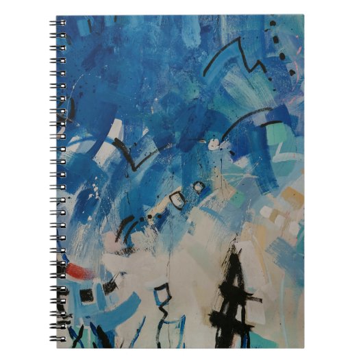 青と白の抽象芸術絵画 ノートブック (正面)