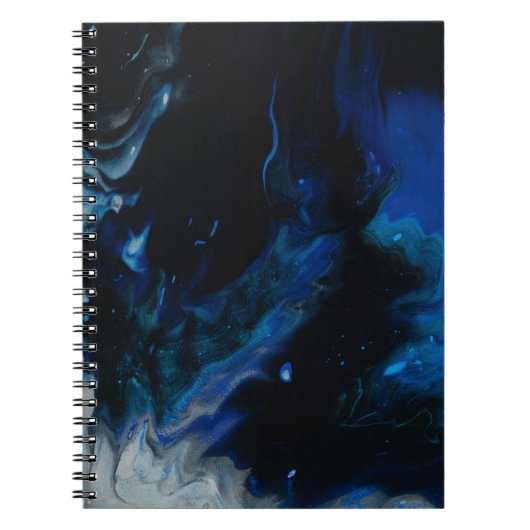青と白の抽象芸術絵画 ノートブック (正面)
