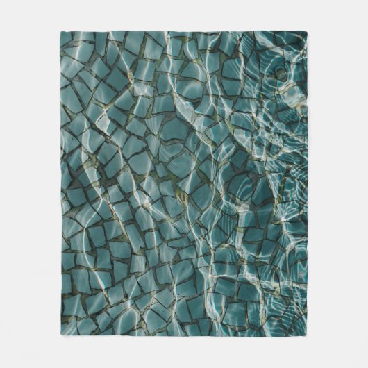 青と白の抽象芸術絵画 フリースブランケット (正面)