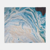 青と白の抽象芸術絵画 フリースブランケット (正面(横))