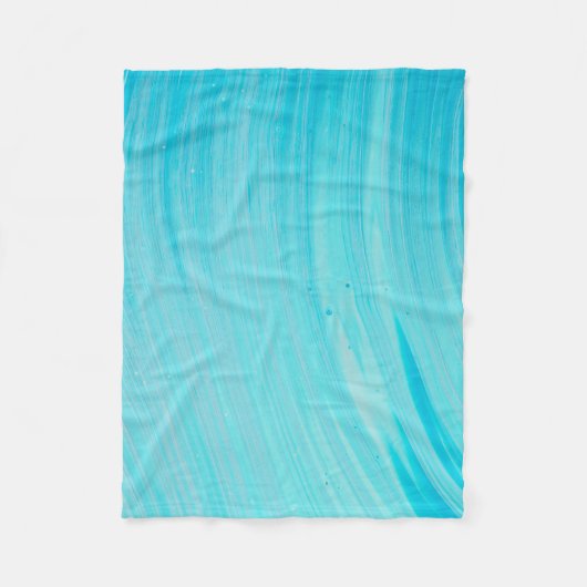 青と白の抽象芸術絵画 フリースブランケット (正面)