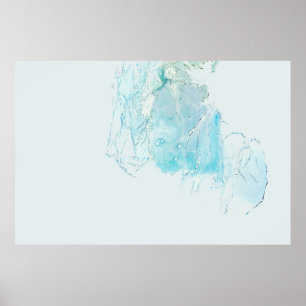 青と白の抽象芸術絵画 ポスター