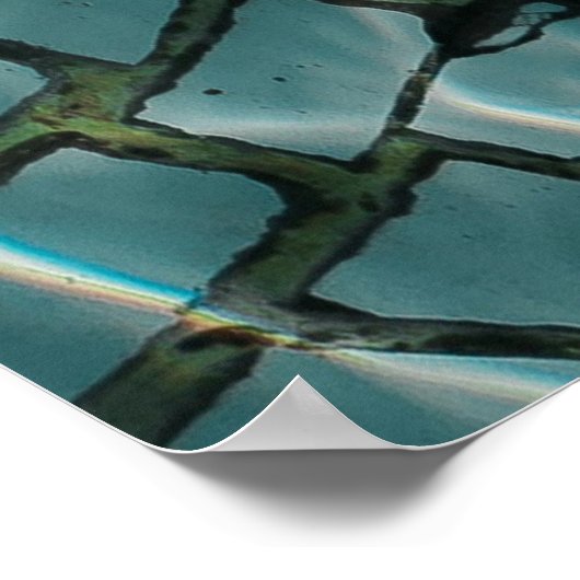 青と白の抽象芸術絵画 ポスター (角)