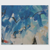 青と白の抽象芸術絵画 ラッピングペーパー (フラット)