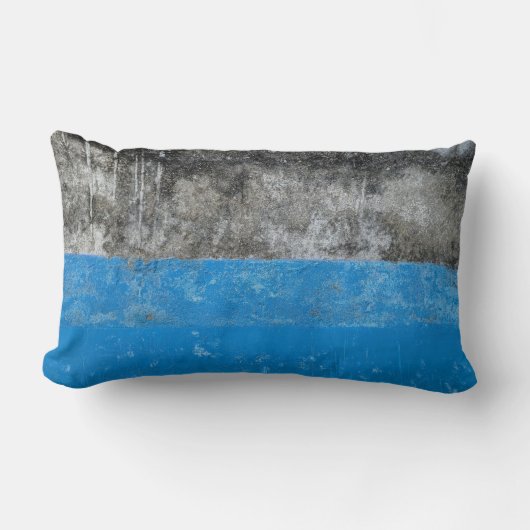 青と白の抽象芸術絵画 ランバークッション (正面)