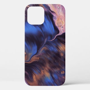 青と白の抽象芸術絵画 iPhone 12ケース