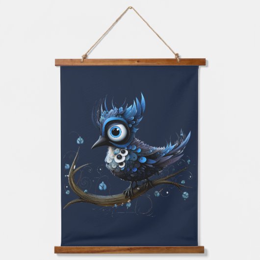 青と白の抽象芸術青のジェイ向離れき 吊り下げ型タペストリー (正面)