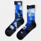 青と白の抽象芸術 ソックス (左)