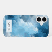 青と白の描かれた雲 iPhone 16ケース (裏面横)