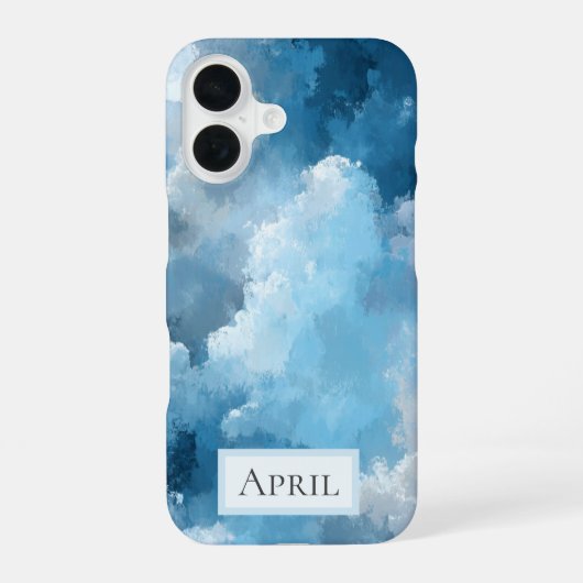 青と白の描かれた雲 iPhone 16ケース (裏面)