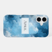 青と白の描かれた雲 iPhone 16ケース (裏面横)