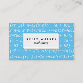 青と白の数学教師タイポグラフィ名刺 名刺