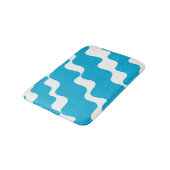 青と白の斜め波パターン バスマット (アングル)