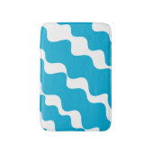 青と白の斜め波パターン バスマット (正面縦)