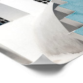 青と白の旅行サントリーニオイアチャーチ ポスター (角)