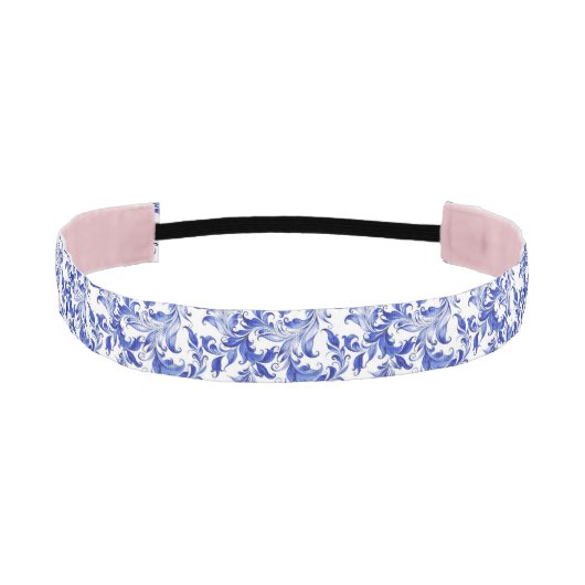 青と白の旋回パターエレガントン アスレチックヘッドバンド (正面)