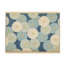 青と白の日本の花デザインのポストカード
