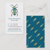 青と白の昆虫学者の名刺 名刺 (正面/裏面)