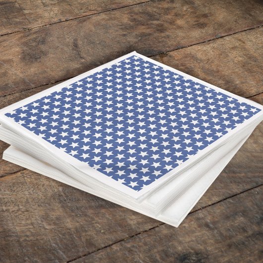 青と白の星かわいいカスタム スタンダードカクテルナプキン