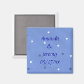 青と白の星のセーブザデートマグネット マグネット (正面/裏面)