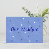 青と白の星カスタムウェディングの招待 招待状 (スタンド正面)