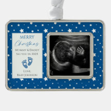 青と白の星新生児超音波写真