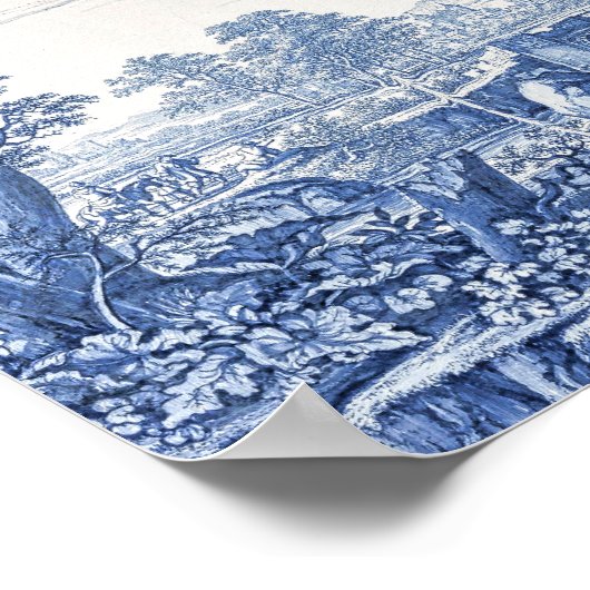 青と白の景勝地 ポスター (角)