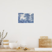 青と白の景勝地 ポスター (キッチン)