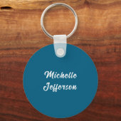 青と白の書エレガント跡シックモダン キーホルダー (正面)