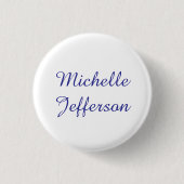 青と白の書エレガント跡シックモダン 缶バッジ (正面)