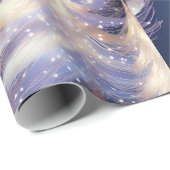 青と白の木々のクリスマスモダン ラッピングペーパー (ロールコーナー)