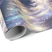 青と白の木々のクリスマスモダン ラッピングペーパー (ロールコーナー)