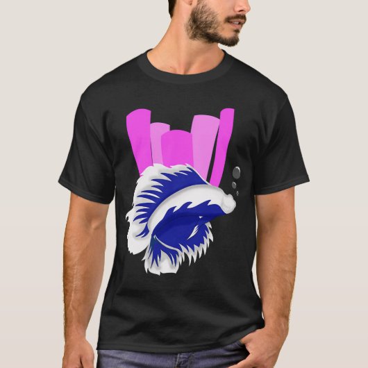青と白の本物の魚 Tシャツ (正面)