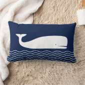 青と白の枕、クジラ、航海の子供部屋 ランバークッション (ブランケット)