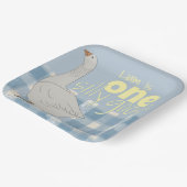 青と白の格子柄のワンガ間抜けース ペーパープレート (傾斜あり)