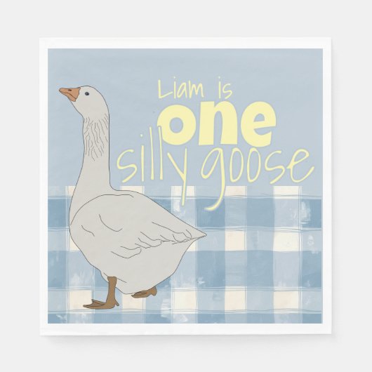 青と白の格子模様のナプキンワンガ間抜けース スタンダードランチョンナプキン (正面)