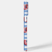 青と白の格子模様を持つ赤白青 Case-Mate iPhoneケース (裏面 / 右)