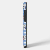 青と白の格子模様を持つ赤白青 iPhoneケース (左側面)