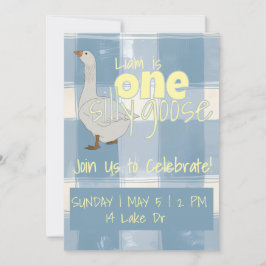 青と白の格子縞の1羽の馬鹿なガチョウ 招待状