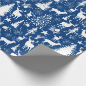 青と白の森トナカイ ラッピングペーパー (角)